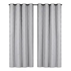 CLEMS CORTINAS - Pack 2 Cortina Tradicional 100% Blackout Geometrica Gris