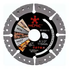 METALFER - Disco Corte Diamantado Hemic Multipropósito 4 1/2 X 7/8