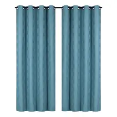 CLEMS CORTINAS - Pack 2 Cortina Tradicional 100% Blackout Geometrica Turquesa