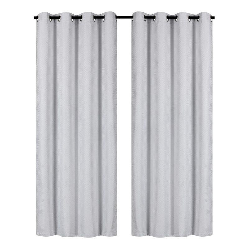 CLEMS CORTINAS - Pack 2 Cortina Tradicional 100% Blackout Geometrica Blanco