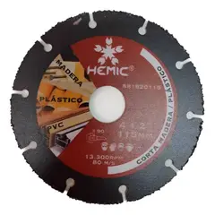 METALFER - Disco Corta Madera Plástico 115mm Hemic
