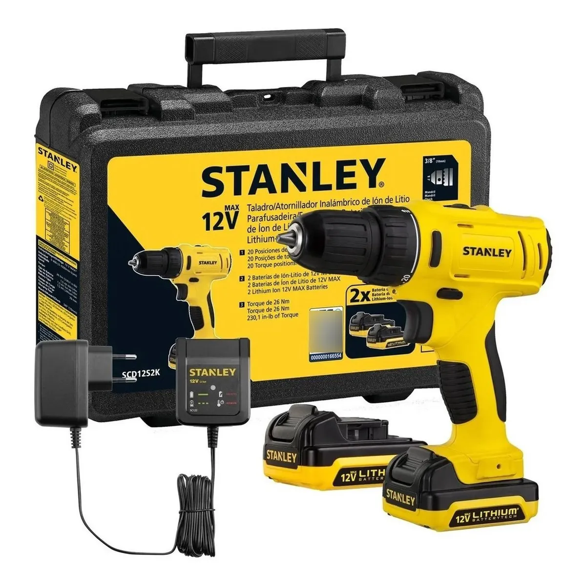 STANLEY - Taladro Rotación 12v + 2 Baterías Stanley Scd121s2k-b2