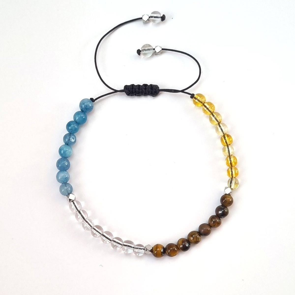 RITO DE LUNA - Pulsera Zodiaco Géminis Aguamarina Cuarzo Cristal OjoDeTigre y Citrino