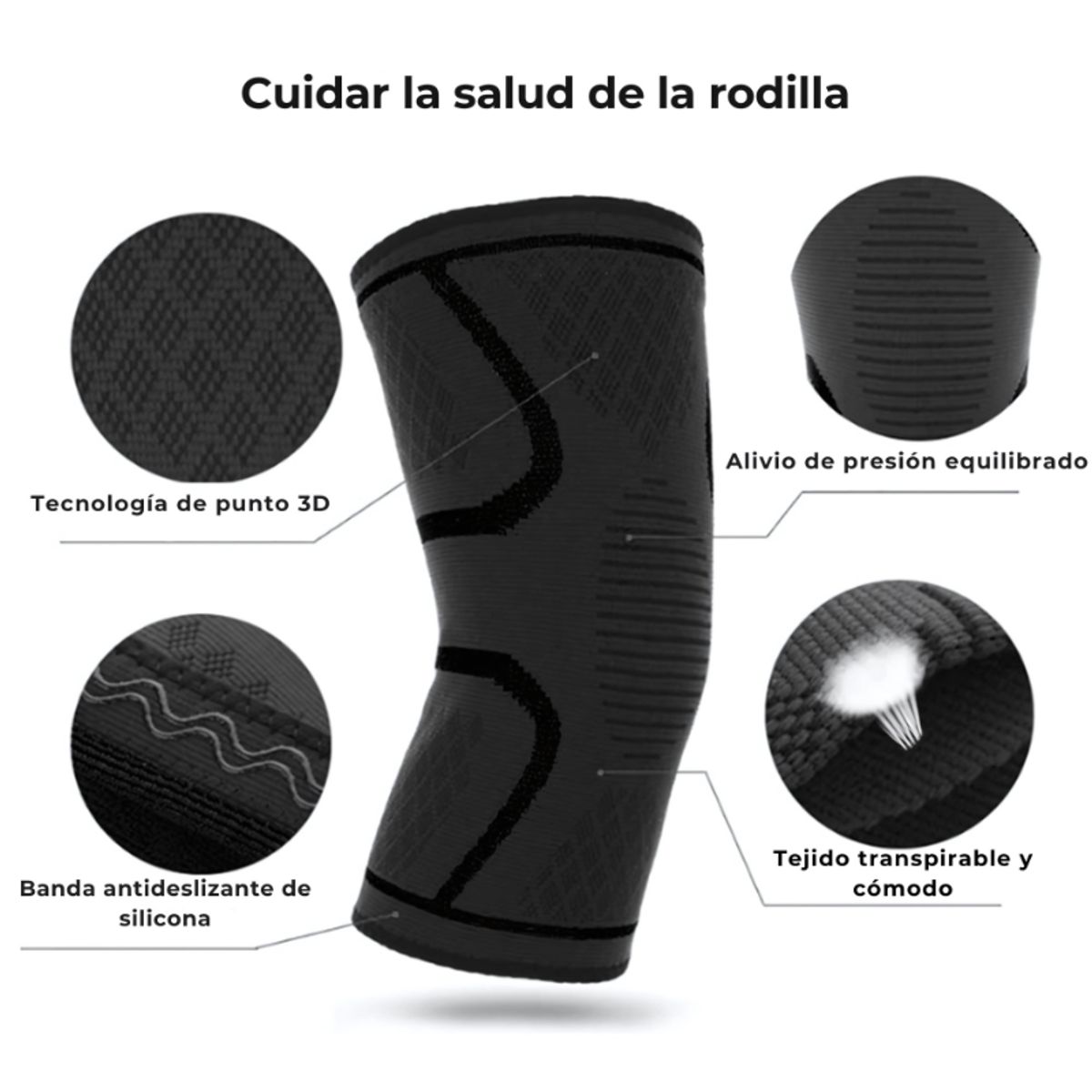 GENERICO - 1 Par Rodilleras Ajustables Elásticas Deportivas Compresión