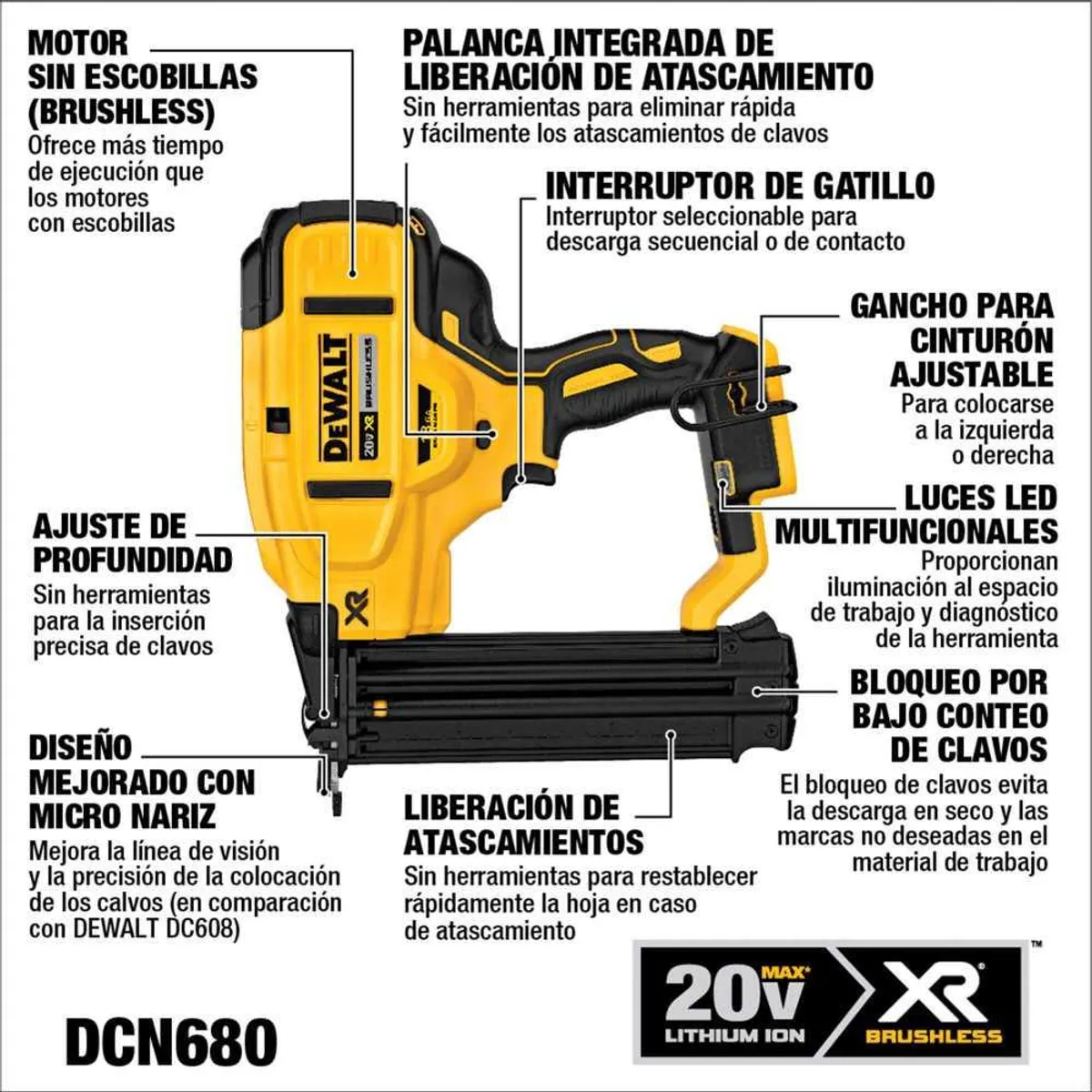 DEWALT - CLAVADORA DEWALT DCN680B BHUSHLEES 58 A 2 18 20V