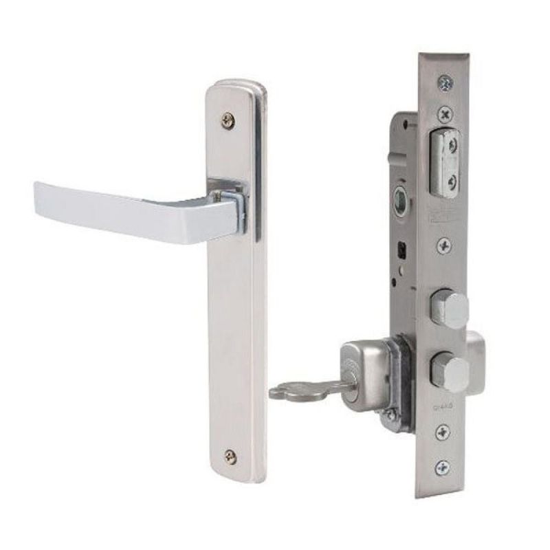 SCANAVINI - CERRADURA SCANAVINI 1280 CROMADA ANGOSTA CON MANILLA