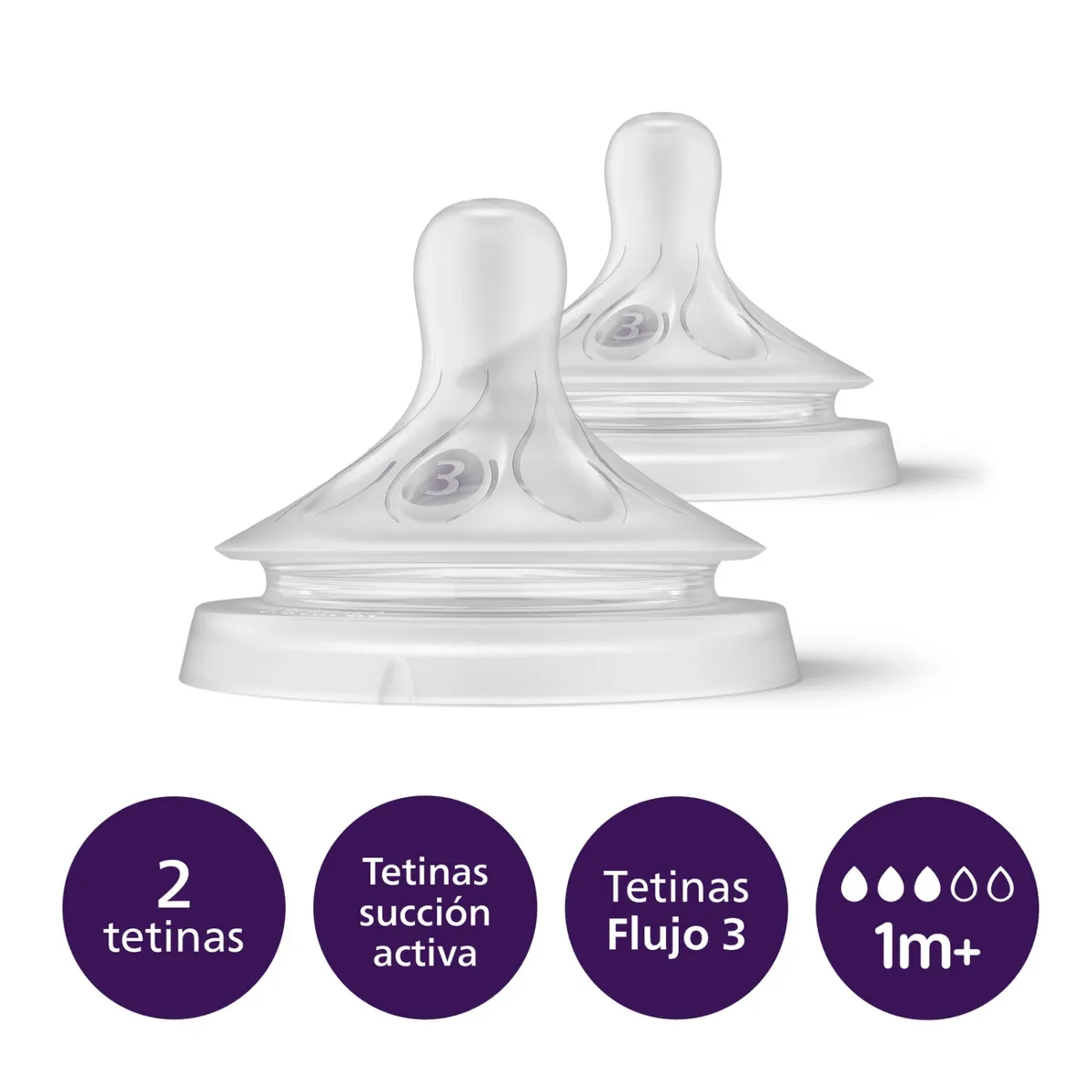 AVENT - Pack 2 Tetinas Natural 3.0 Avent Flujo Medio 1m+