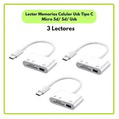 GENERICO - Lector Memorias Celular Usb Tipo C Micro Sd Usb Pack de 3