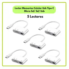 GENERICO - Lector Memorias Celular Usb Tipo C Micro Sd Usb Pack de 5