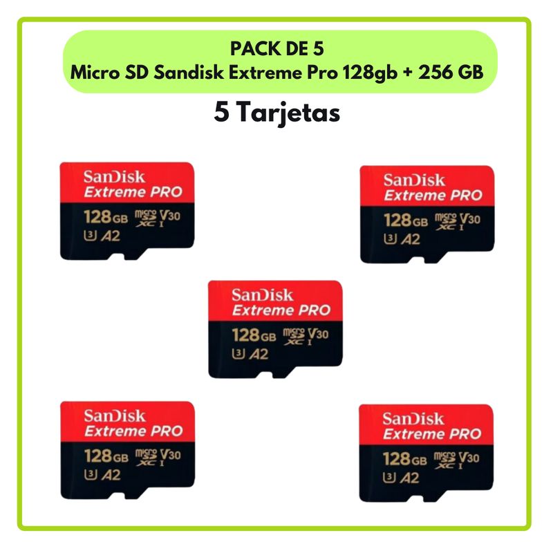 SANDISK - Micro SD SanDisk Extreme PRO 128 GB Pack de 5