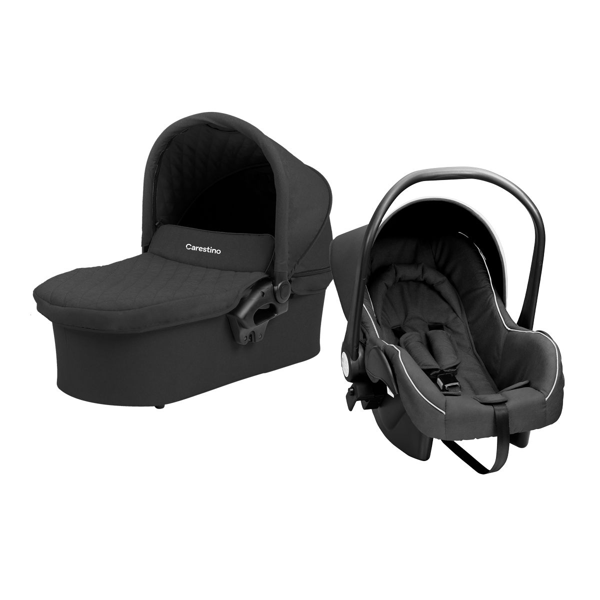 CARESTINO - Coche Carestino London Negro con Porta Bebé y Moisés