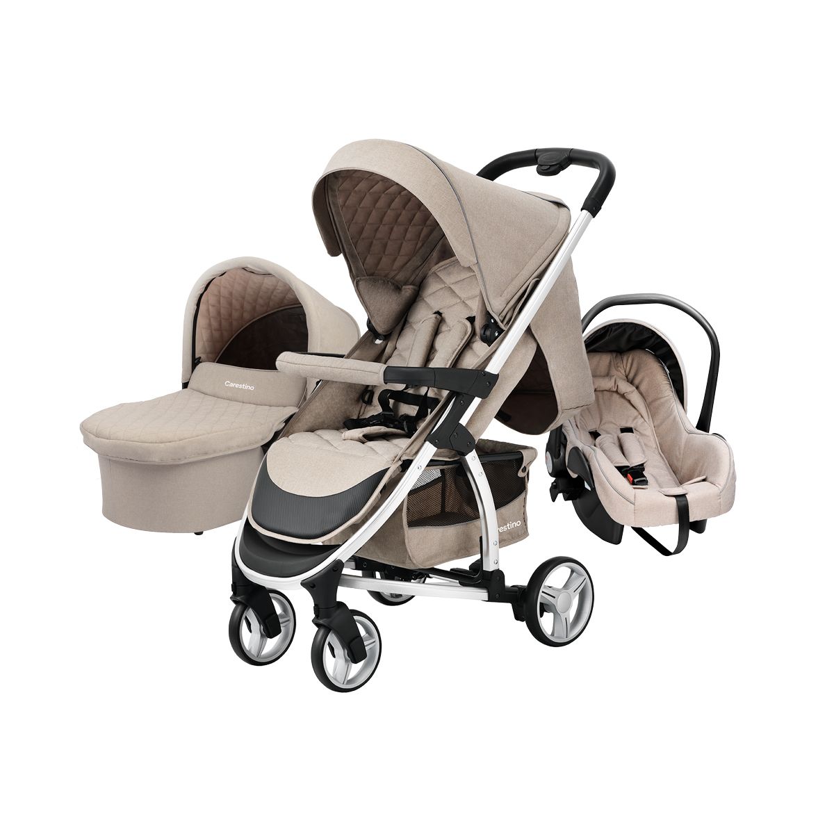 Coche Carestino London Beige con Porta Bebé y Moisés, marca GENERICO - Foto Principal