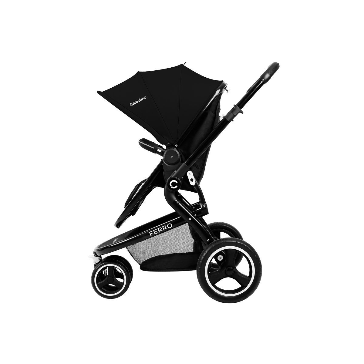 CARESTINO - Coche Carestino Ferro Negro con Porta Bebé y Moisés