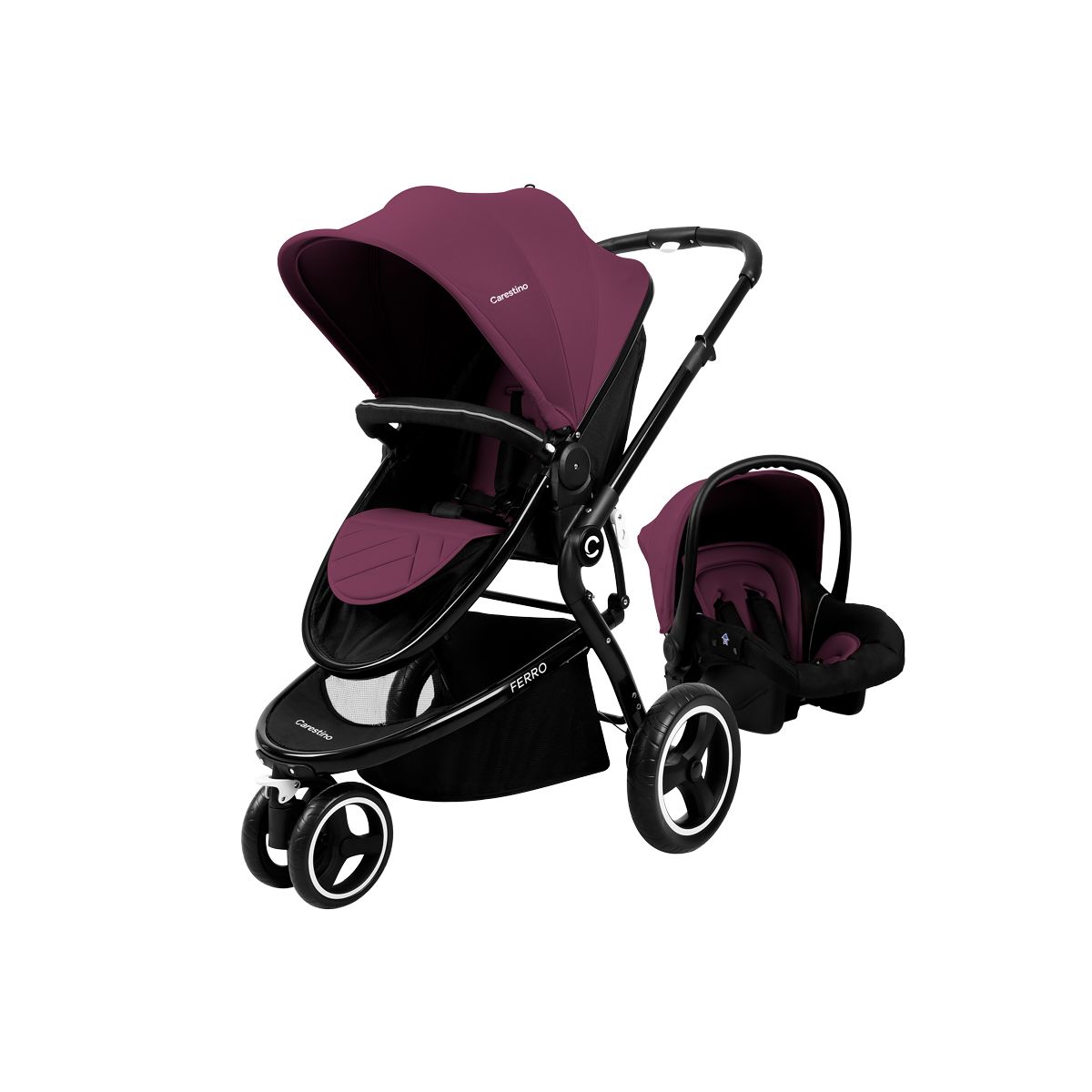 CARESTINO - Coche Carestino Ferro Mora con Porta Bebé y Moisés