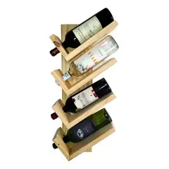 GENERICO - Vinoteca Cava Porta Vino Madera Pino 4 Botellas Inclinadas