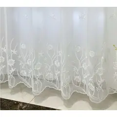 GENERICO - VISILLO BORDADO 2 PAÑOS 140X240 CM CON ARGOLLAS FLORES MCHENG