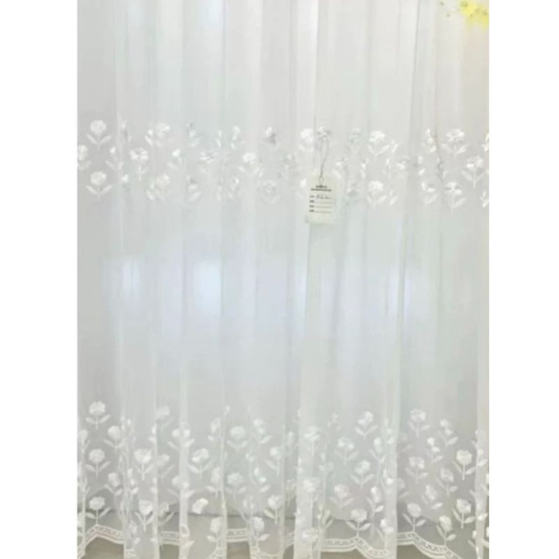 GENERICO - VISILLO BORDADO 2 PAÑOS 140X240 CM CON ARGOLLAS ROSAS MCHENG