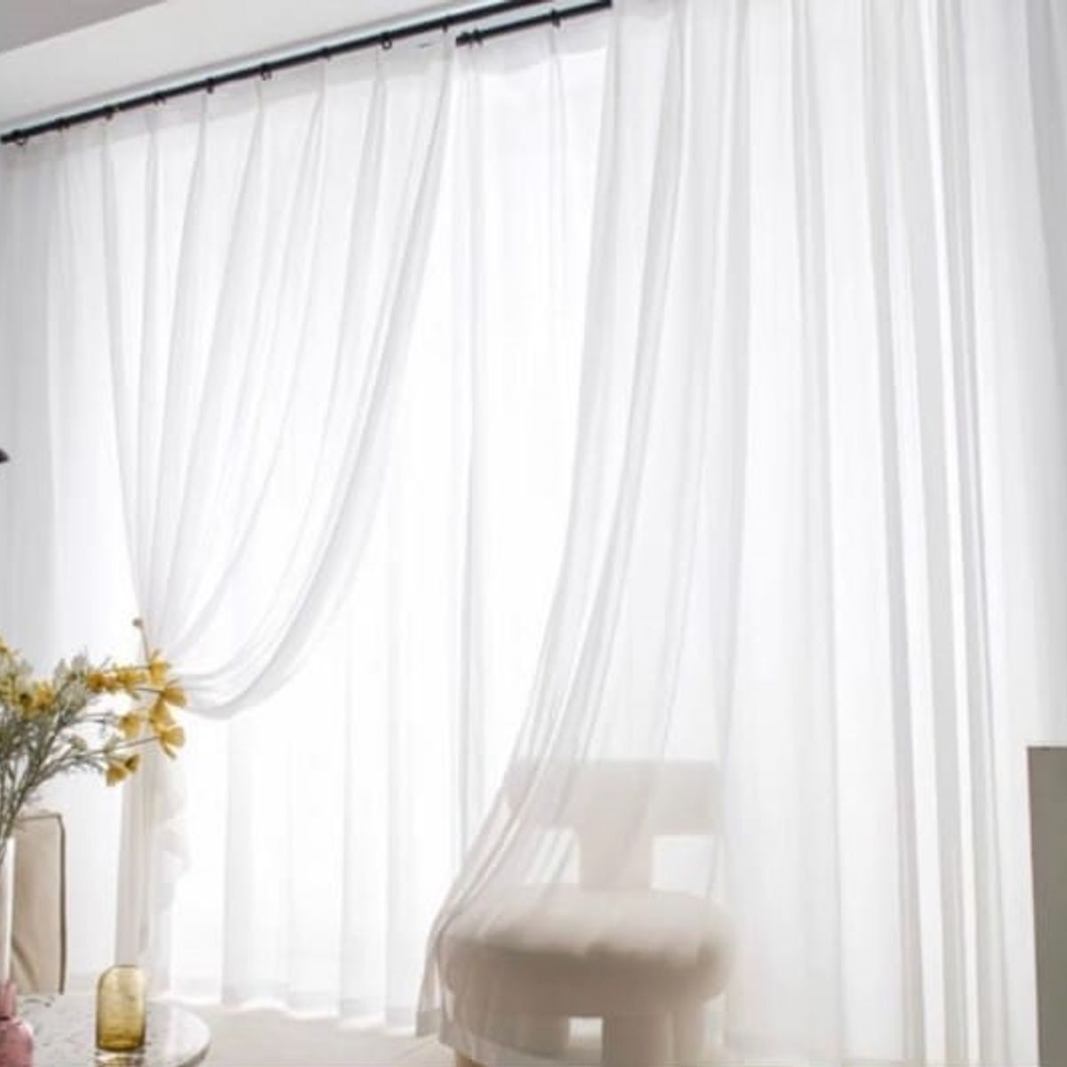 GENERICO - VISILLO BORDADO 2 PAÑOS 140X240 CM CON ARGOLLAS TRANSLUCIDO MCHENG