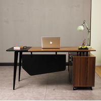 Escritorio Seccional Bolero en L con Almacenamiento con Cerradura - Café Roble