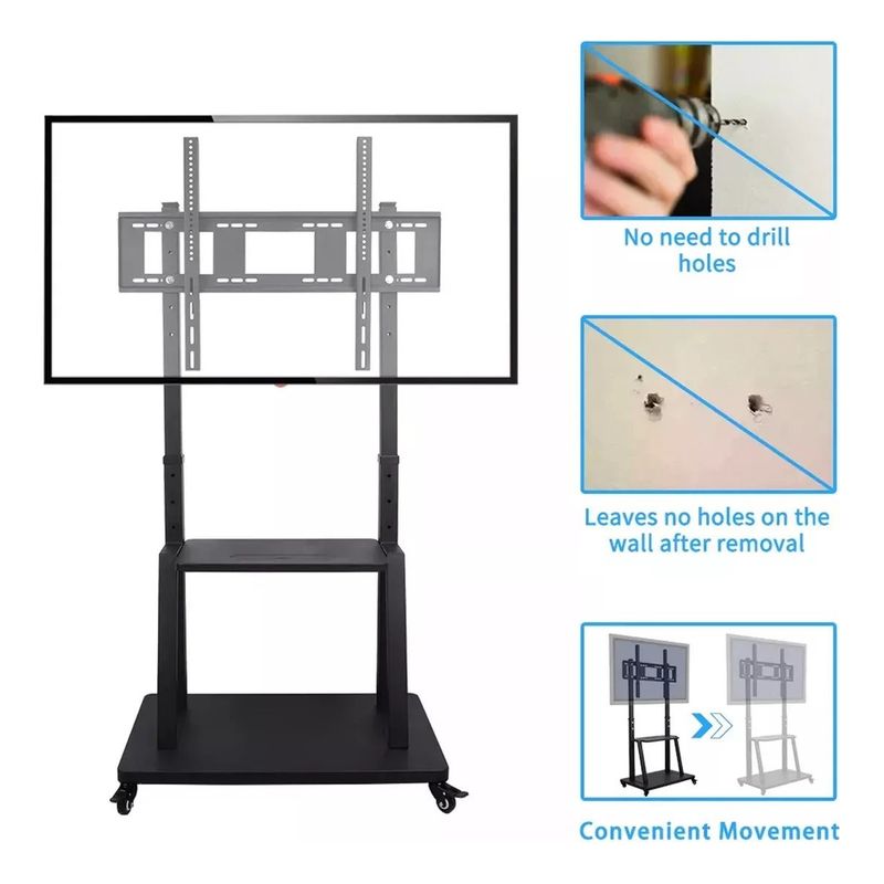 GENERICO - Soporte Base Tv Lcd Led Tipo Pedestal Con Ruedas Movil 32-70
