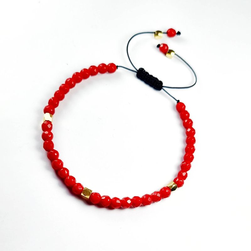 RITO DE LUNA - Pulsera hilo de Coral Rojo Facetado