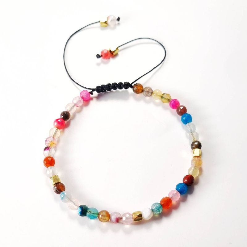 RITO DE LUNA - Pulsera de Ágatas de Colores Facetadas de 4mm