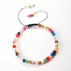 RITO DE LUNA - Pulsera de Ágatas de Colores Facetadas de 4mm
