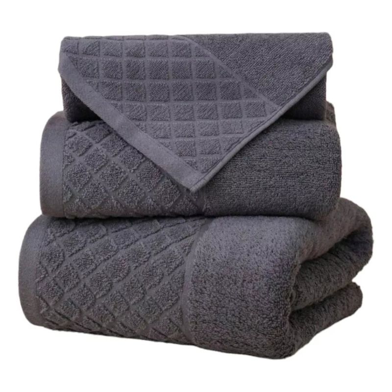 AZ AURAZEUS - Juego De 4 Toallas De Baño Algodon Premium Grande Gris 550gr Az