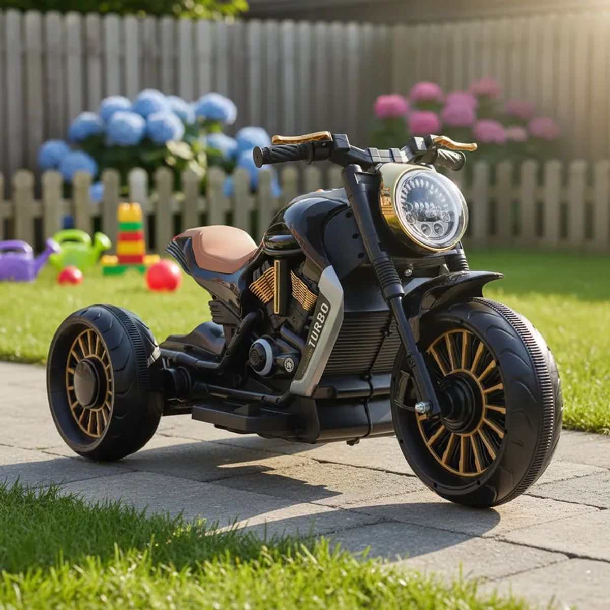 BEBESIT - Moto 3 Ruedas a Batería Eléctrica SX Negra