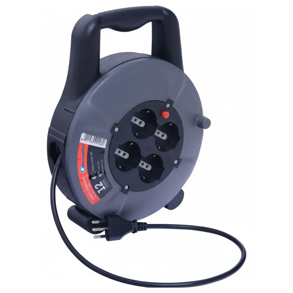 GENERICO - Carrete Alargador 4 Tomas 12m Electraline Negro