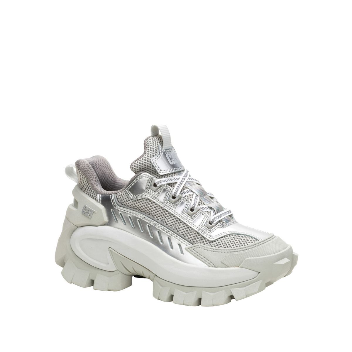 CAT - Zapatilla Cuero Mujer Intruder Max Lace Ch Plateado CAT