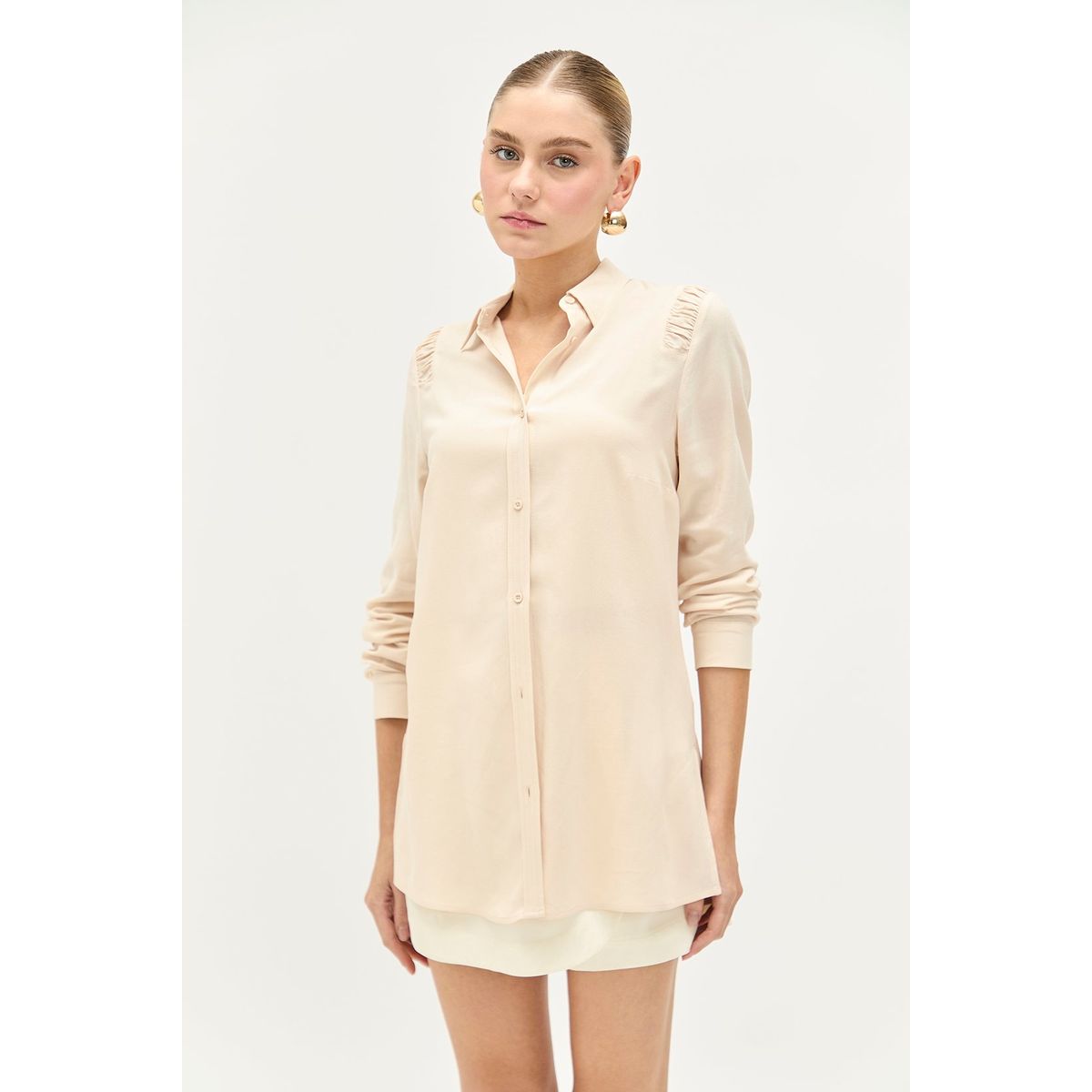 IO - Blusa Manga Larga Beige Mujer Io