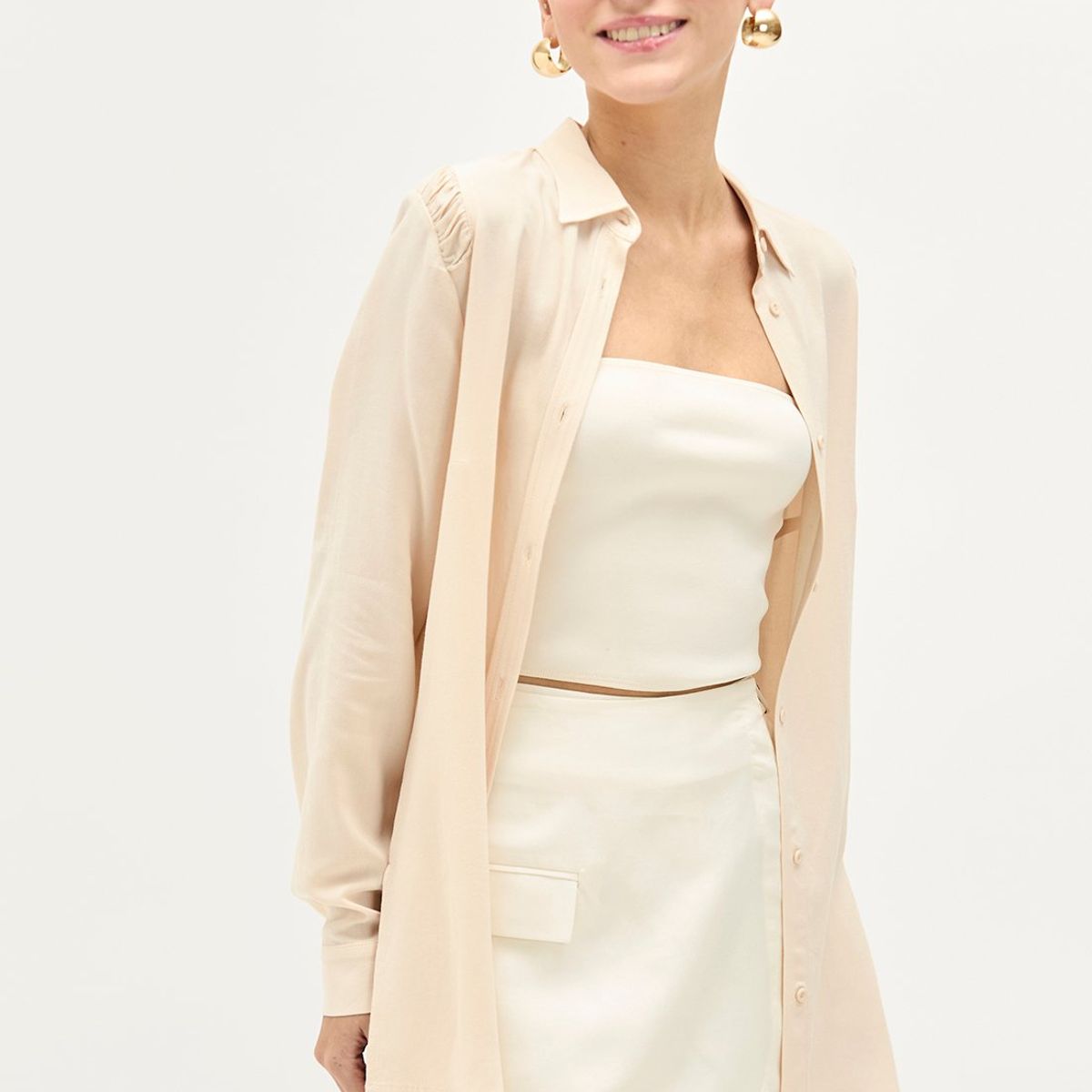 IO - Blusa Manga Larga Beige Mujer Io