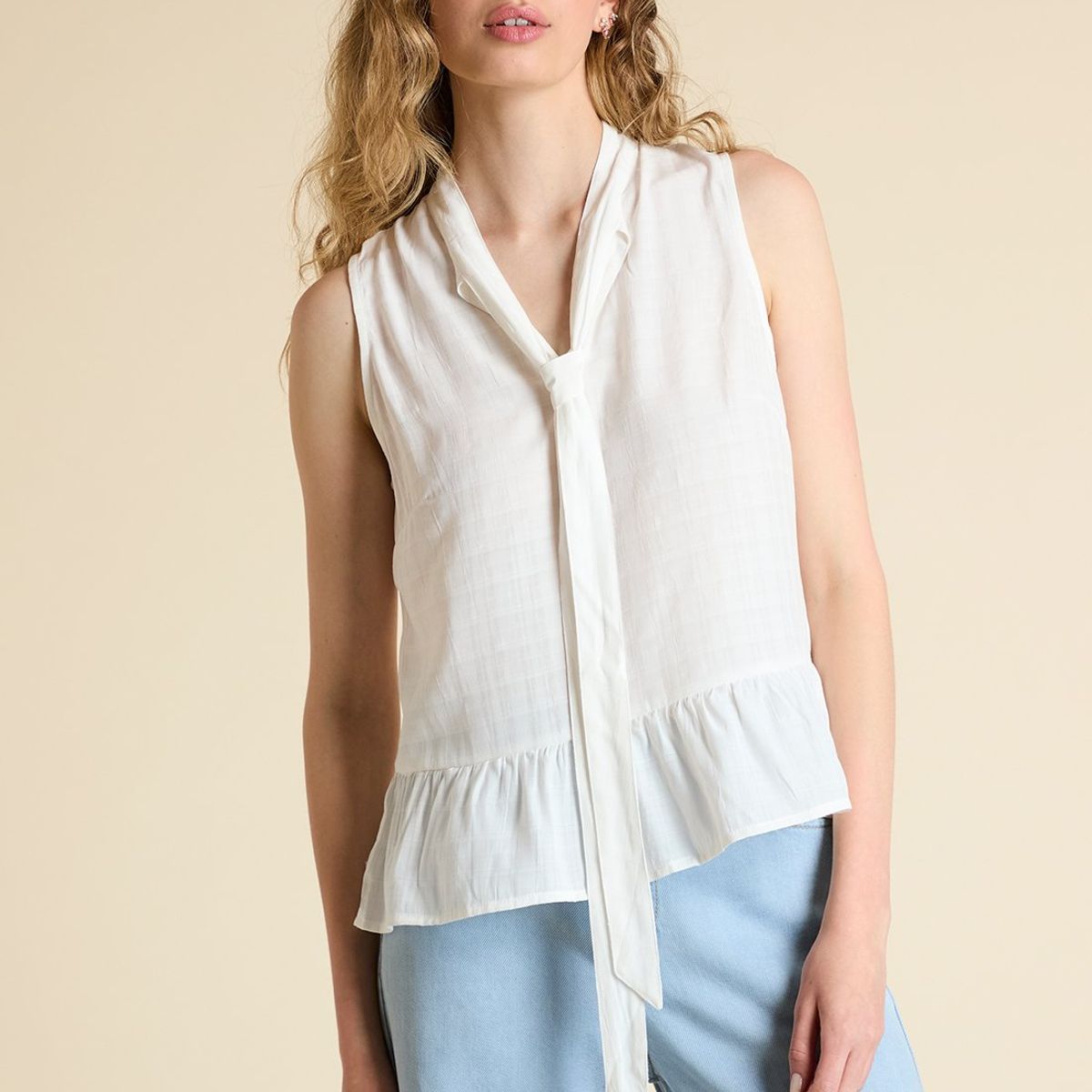 IO - Blusa Sin Mangas Crudo Mujer Io
