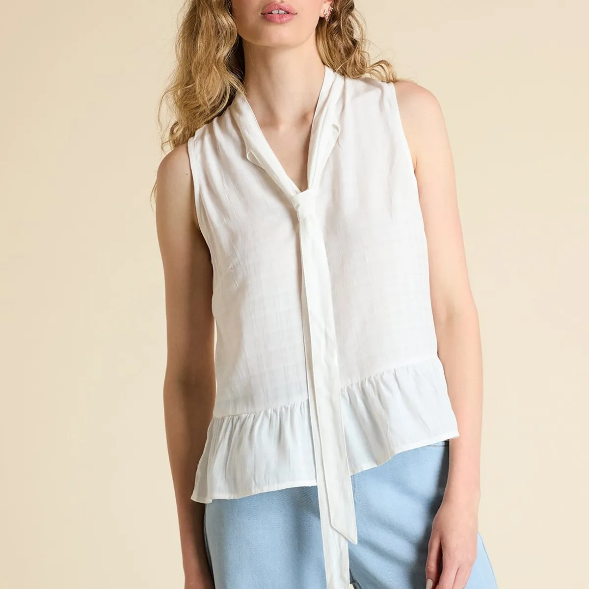 IO - Blusa Sin Mangas Crudo Mujer Io