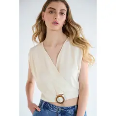 IO - Blusa Sin Mangas Beige Mujer