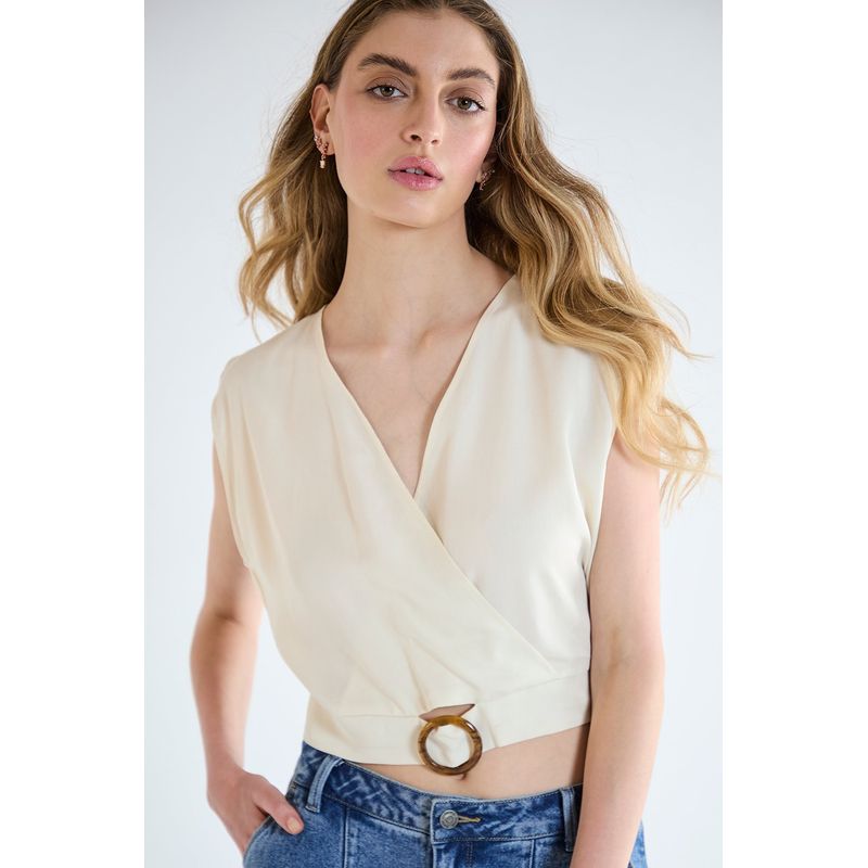 IO - Blusa Sin Mangas Beige Mujer Io