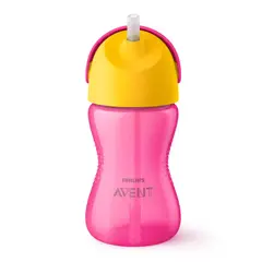 AVENT - Vaso Bombilla Flexible 300ml Dino Rosado 12m SCF79802