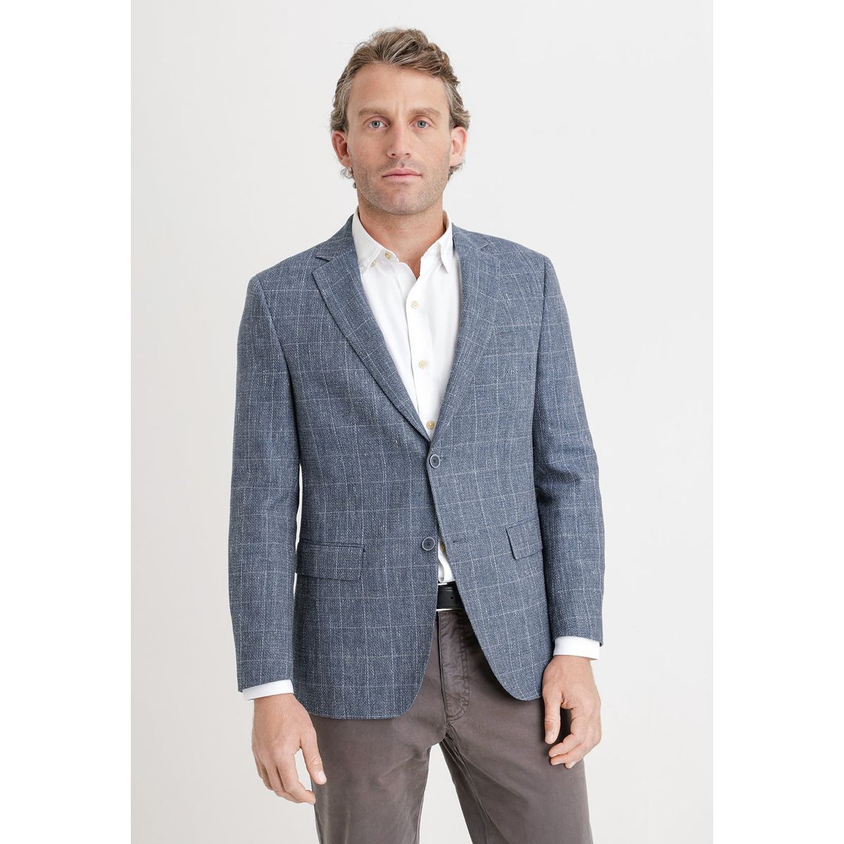 TRIAL - Chaqueta casual hombre tejida azul
