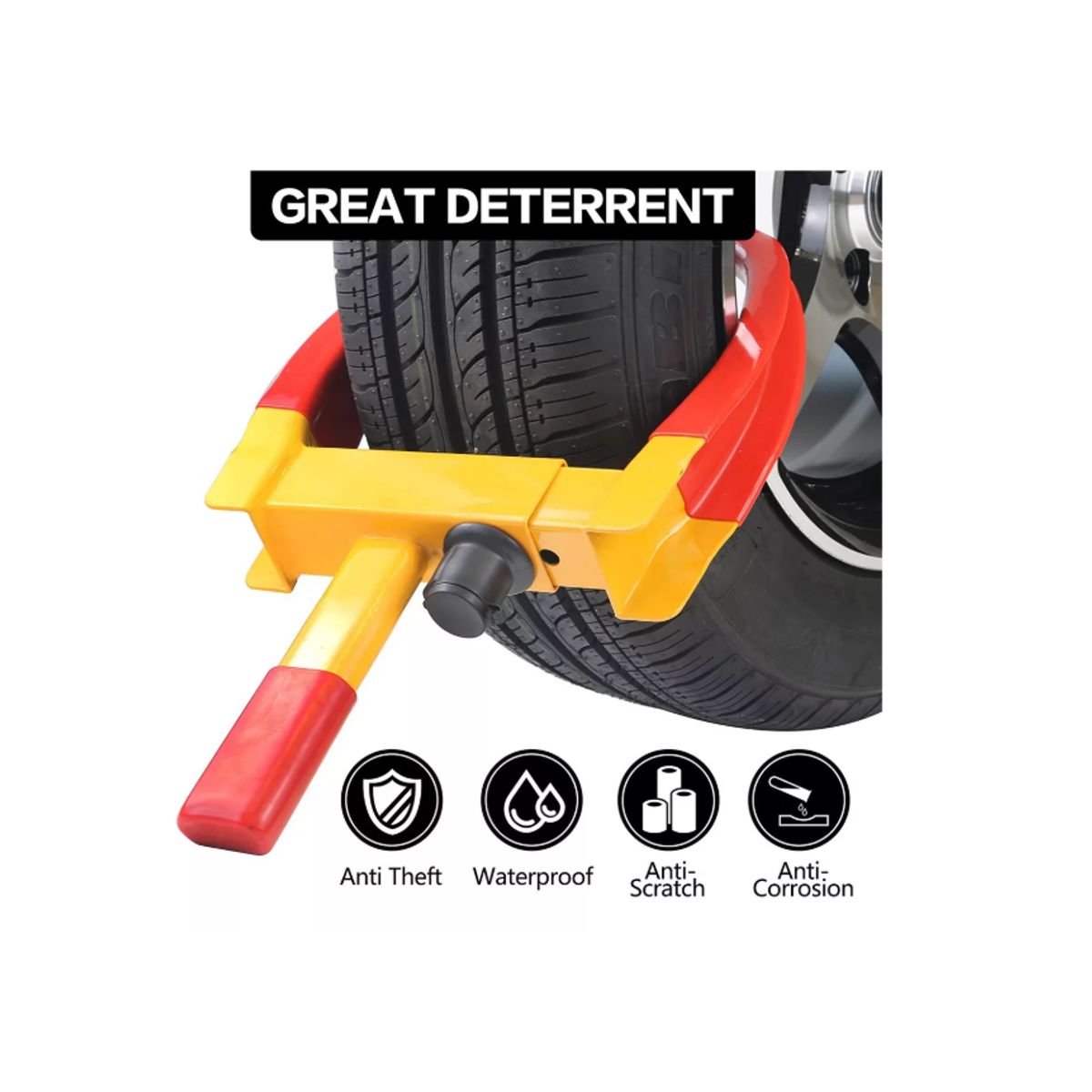 GENERICO - Traba Rueda Auto Antirrobo Bloqueo Tranca Rueda Universal