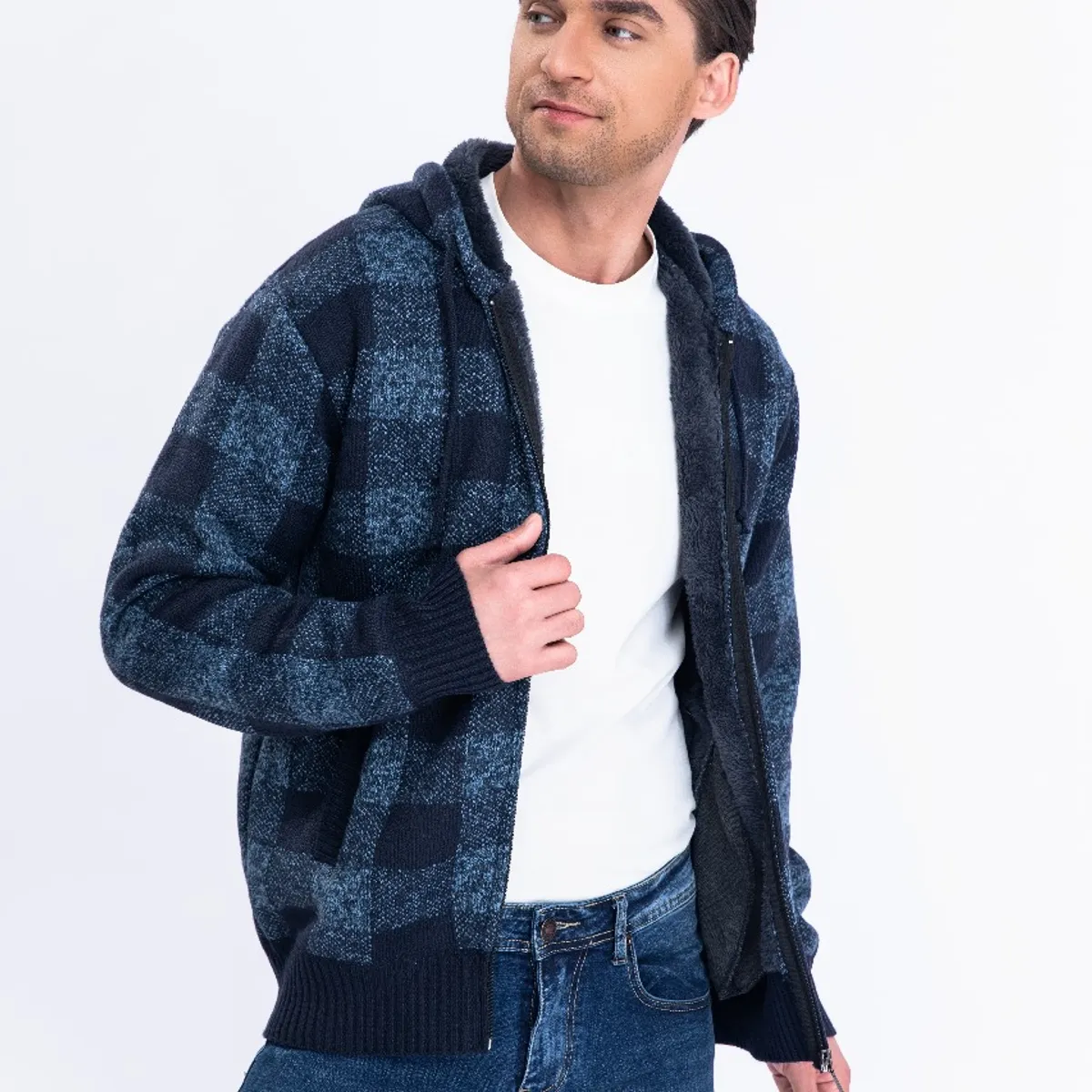 GENERICO - Chaqueta Forro Piel Sweater Invierno Chaleco Cuadrille Cierre 7171