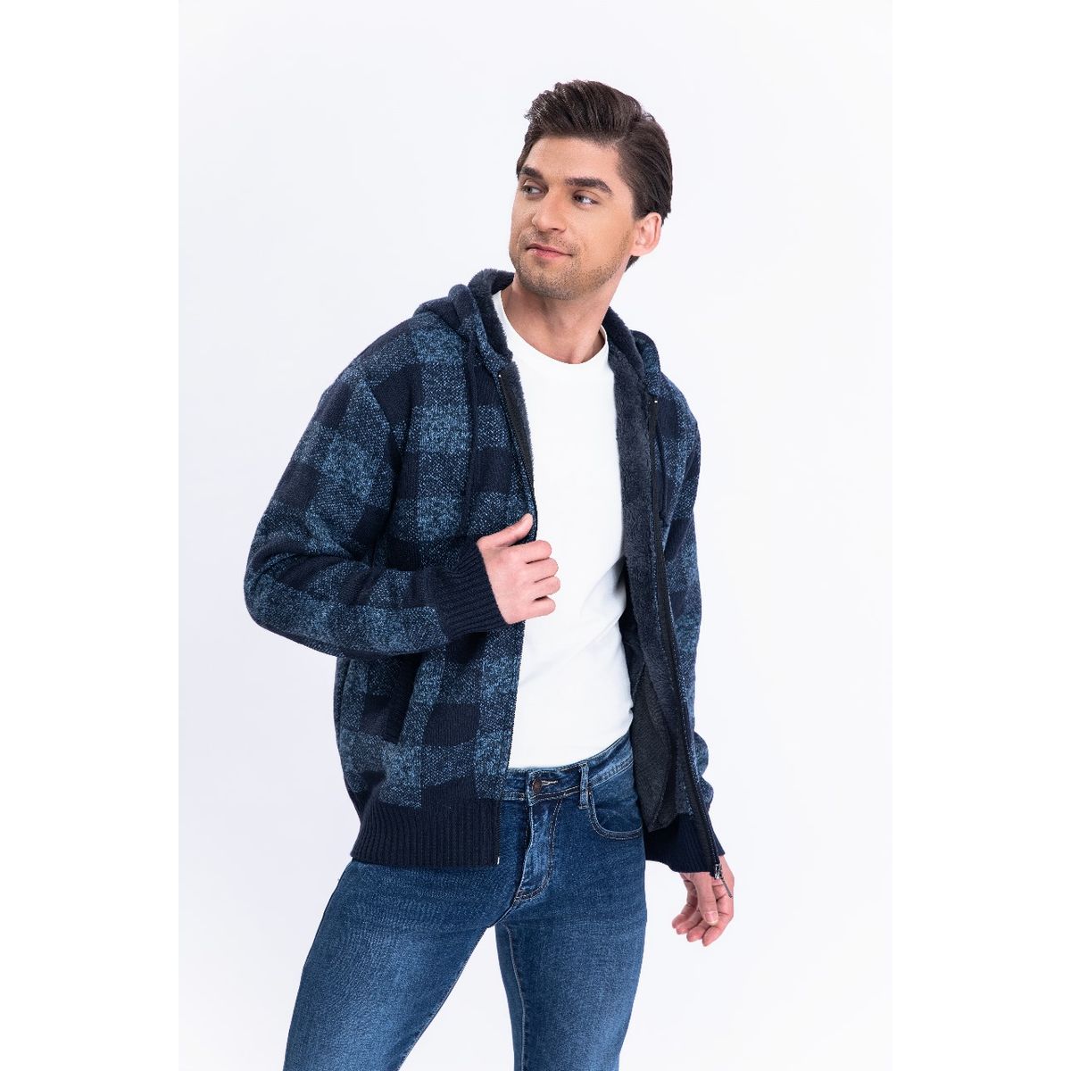 GENERICO - Chaqueta Forro Piel Sweater Invierno Chaleco Cuadrille Cierre 7171