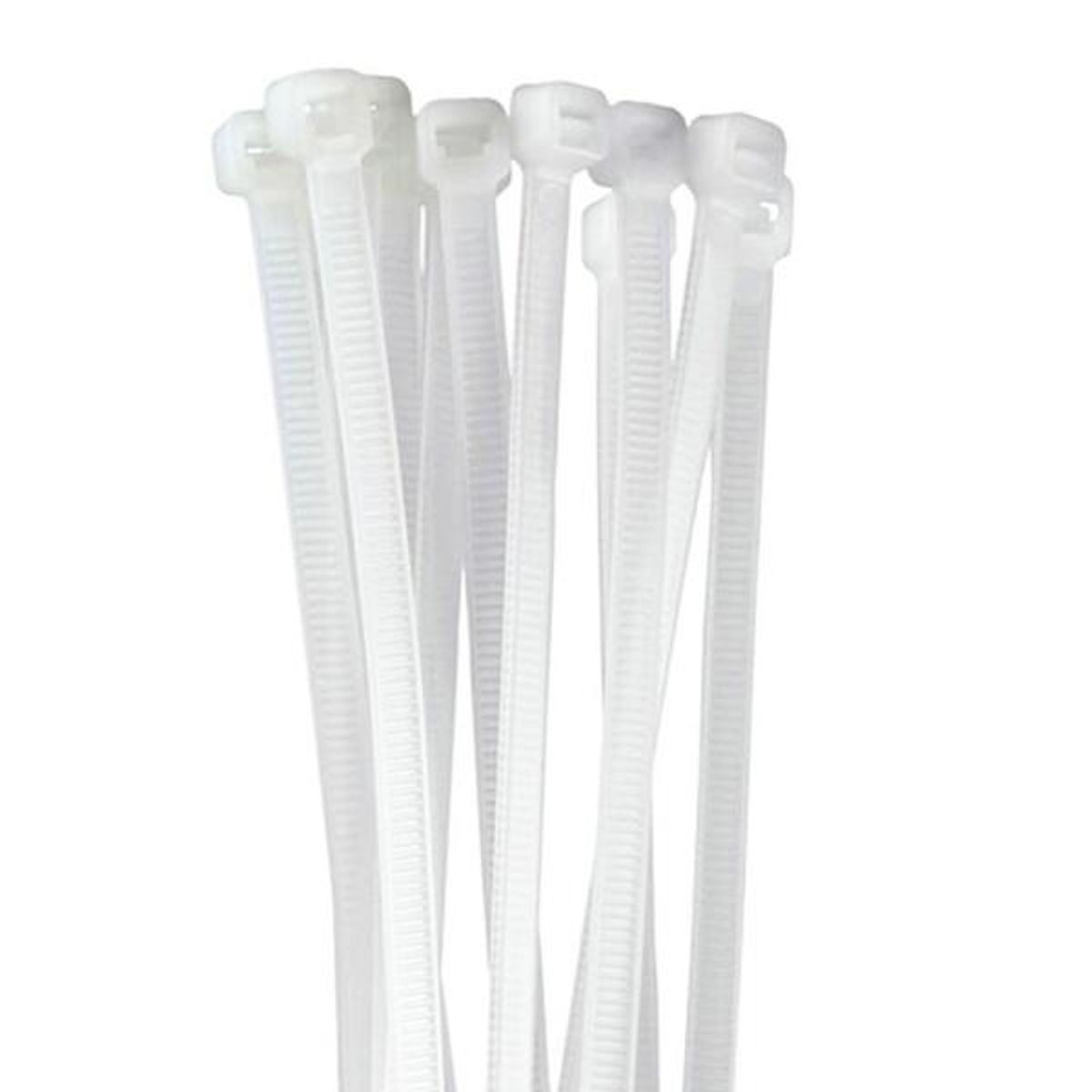 GENERICO - Amarra Cable 100 x 2.5 mm Blanca (Bolsa 100 Unidades)