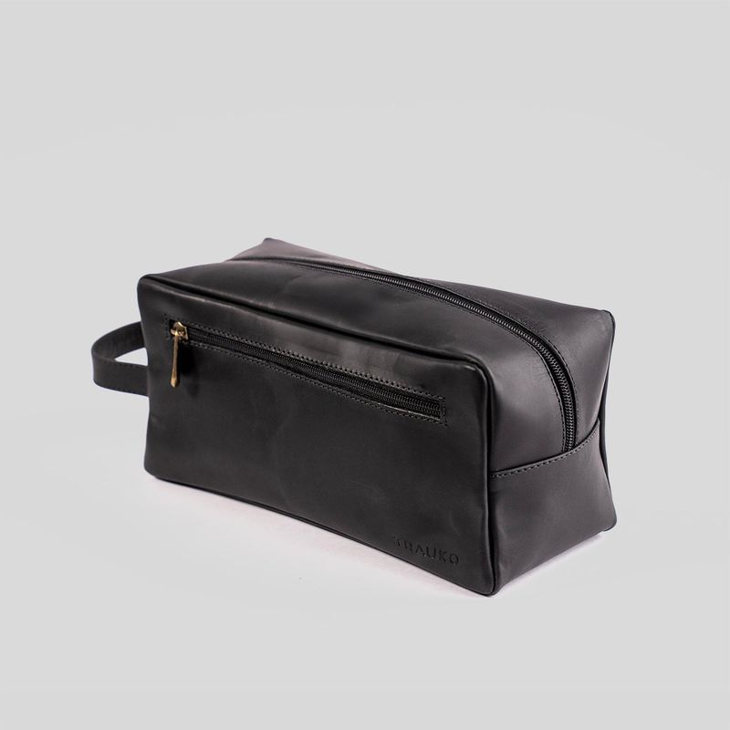 TRAUKO - Neceser Hombre Cuero Negro Trauko Toscano
