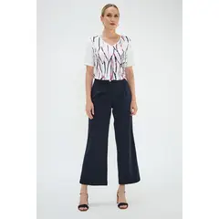 MA GRIFFE - Pantalon Wide Con Pinzas Azul Magriffe