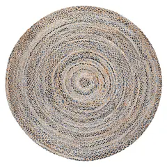 BAZHARS - Alfombra Redonda Yute 150x150 cm Nir Rise Natural Multicolor