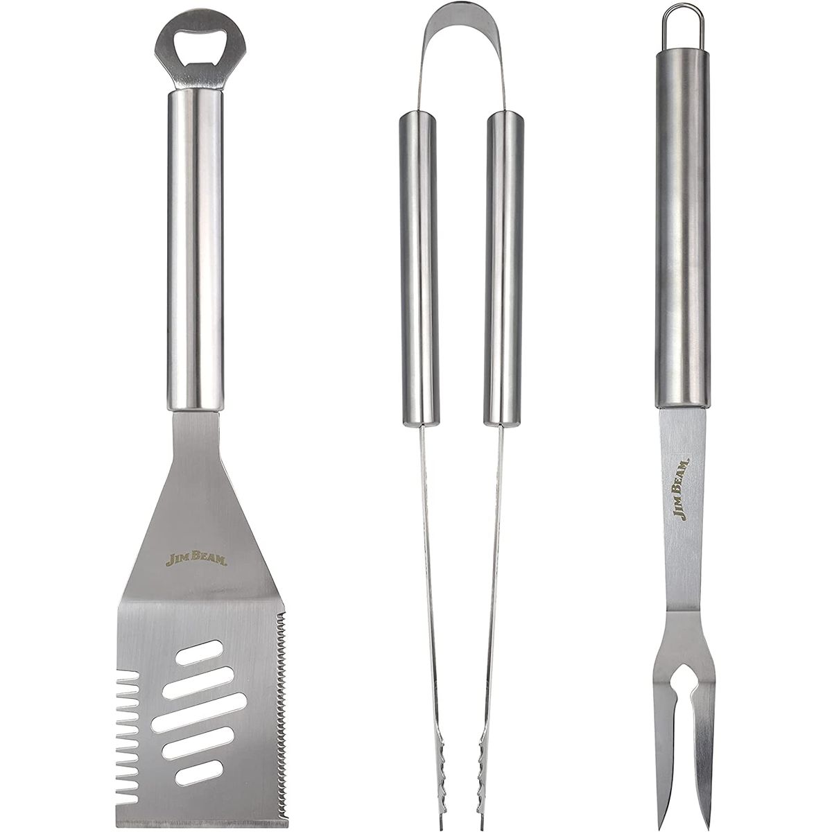 JIM BEAM - Set Parrillero 3 Utensilios Con Mango Madera