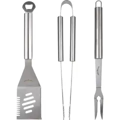 JIM BEAM - Set Parrillero 3 Utensilios Con Mango Madera