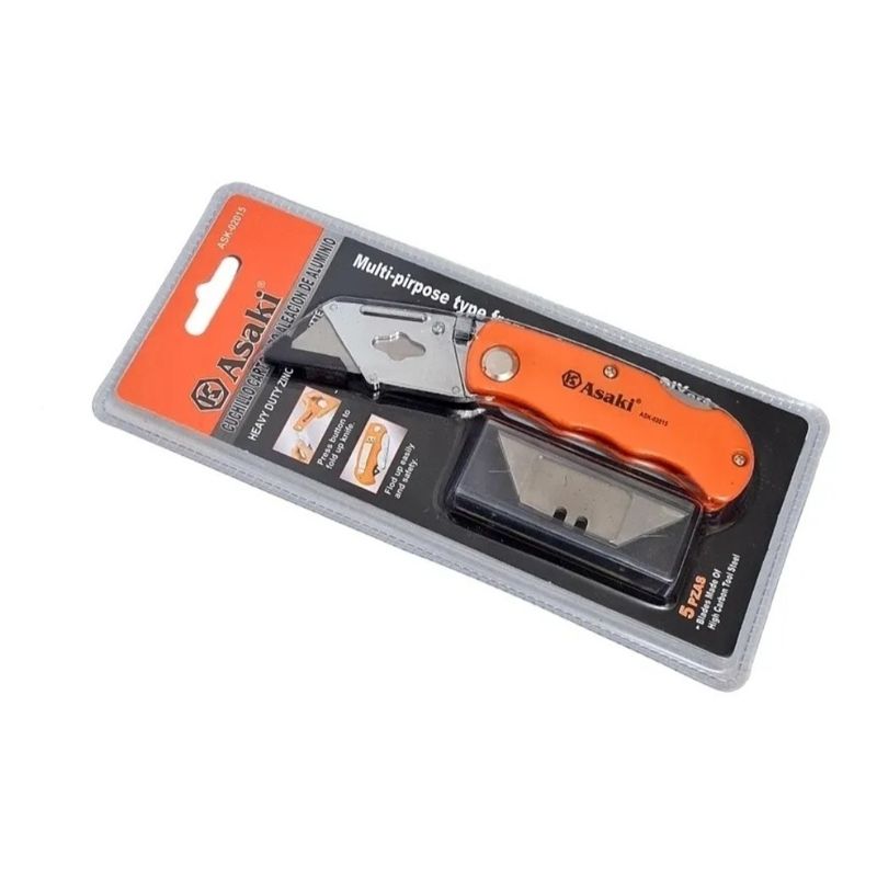 UNIVERSAL - Cuchillo Corta Carton Tipo Navaja + Repuesto  Ask02015
