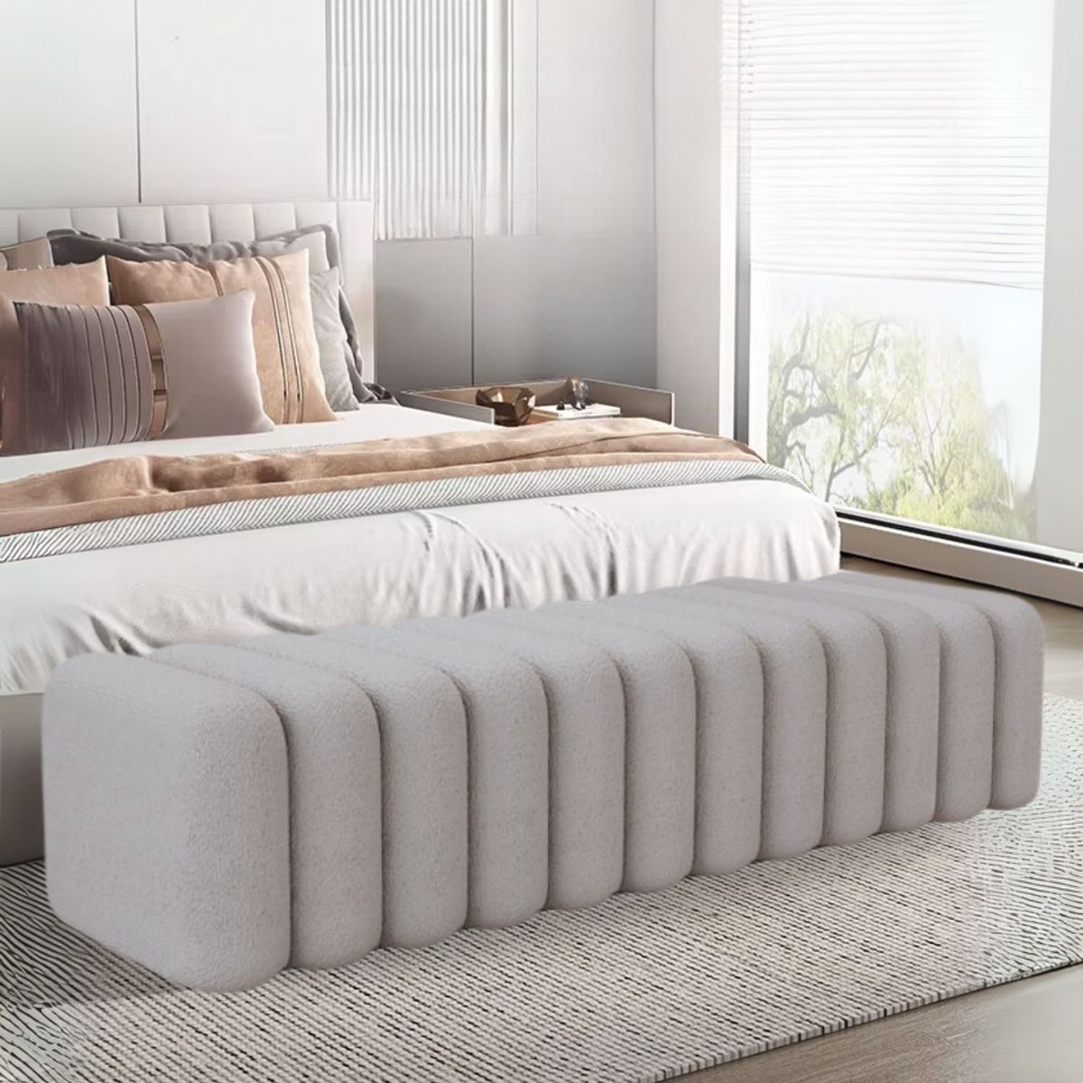 SANTU HOME & DECO - Banqueta Deco Acolchado Sherpa